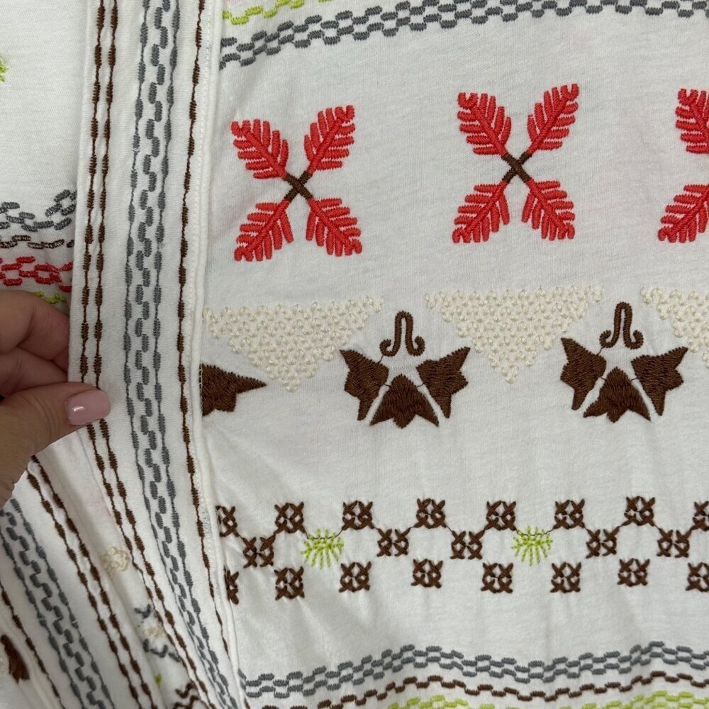 Johnny Was Open Front Cardigan XS Embroidery Southwestern Cotton Multicolor EUC - Picture 3 of 12